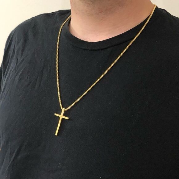 Men’s Gold Cross Necklace - Picture 12 of 14